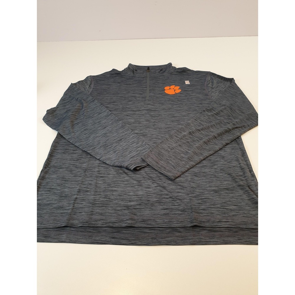 Clemson Tigers Pullover Mens Large Gray Quarter Zip Long Sleeve NCAA Football
